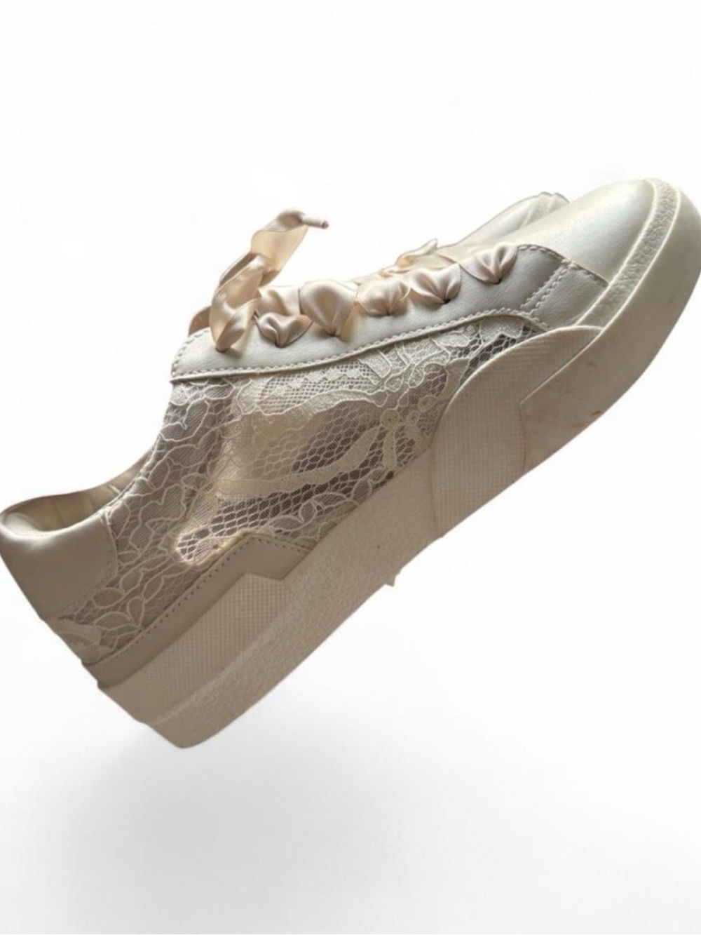 Dolce Vita Ivory Lace Ribbon Platform Sneakers